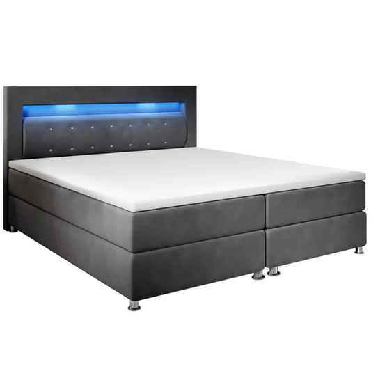 LED Boxspringbett Vancouver 180x200 cm Grau