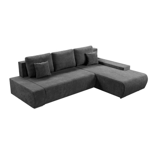 Sofa Iseo mit Schlaffunktion mit Cord-ähnlichem Stoff Dunkelgrau - Palo24