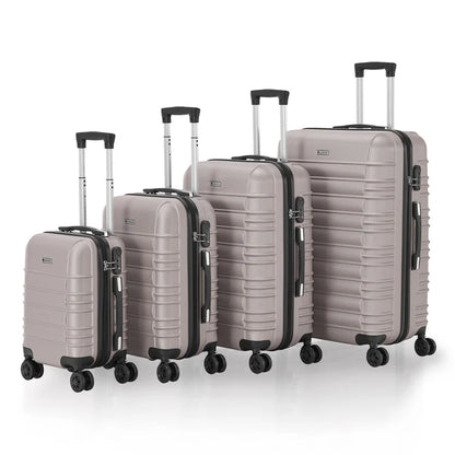 Set de valises rigides Rome - Champagne Set de 4 pièces avec coque rigide en ABS résistant aux chocs et roues 360°