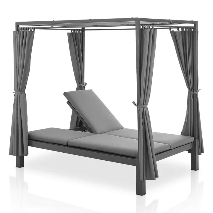 Transat double lounge bed Crète - transat avec toit en gris