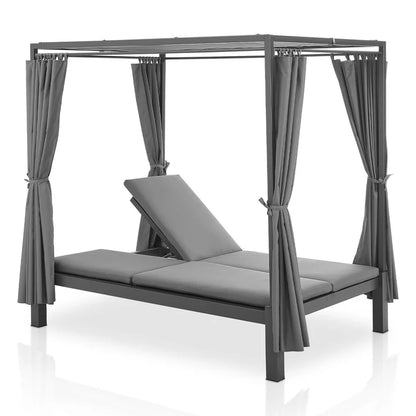 Transat double lounge bed Crète - transat avec toit en gris