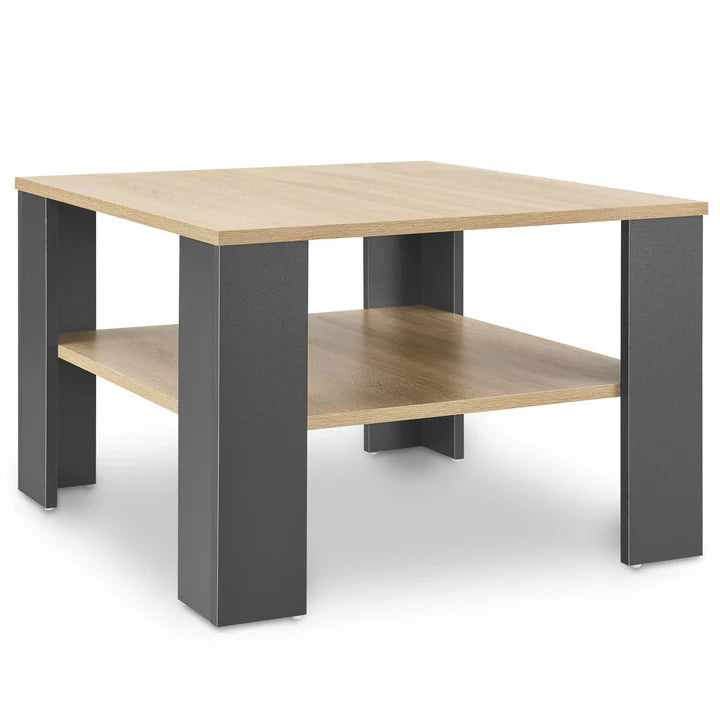 Couchtisch in Grau mit Holzoptik 60x60 cm