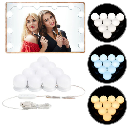 Schminktisch Lichterkette mit 10 LED Lampen und USB