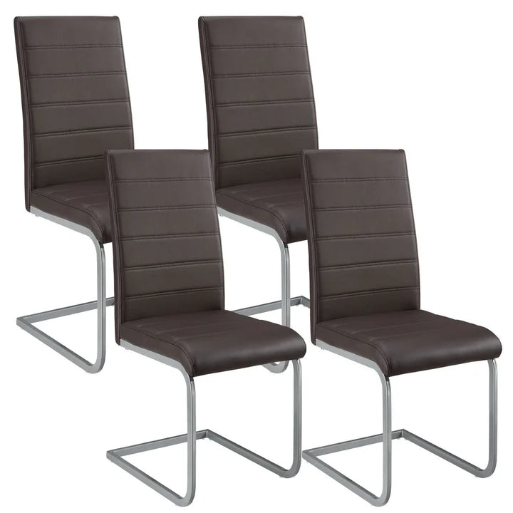 Freischwinger Stuhl Vegas 4er Set aus Kunstleder in braun