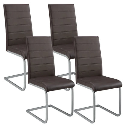 Freischwinger Stuhl Vegas 4er Set aus Kunstleder in braun