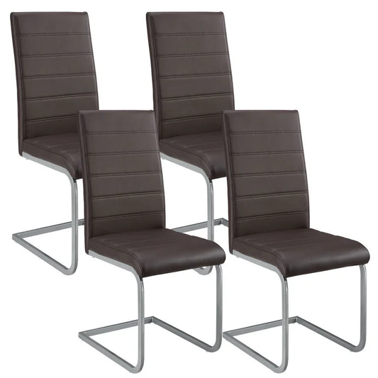 Lot de 4 chaises cantilever Vegas en simili cuir marron