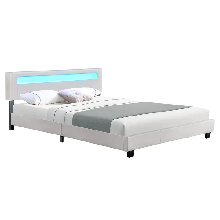 LED Polsterbett Paris 180x200 cm mit Lattenrost Weiss