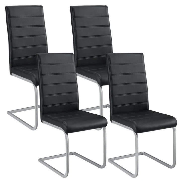Lot de 4 chaises cantilever Vegas en simili cuir noir
