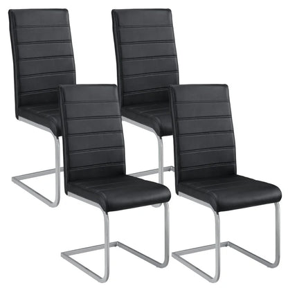 Lot de 4 chaises cantilever Vegas en simili cuir noir