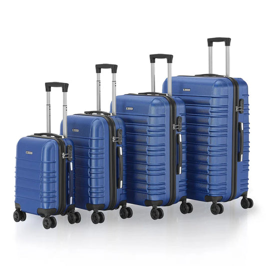 Set valigie rigide Roma - Blu Set da 4 pezzi con scocca rigida in ABS antiurto e ruote a 360°