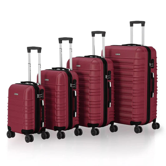 Set valigie rigide Roma - Rosso Set da 4 pezzi con scocca rigida in ABS antiurto e ruote a 360°