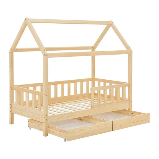 Letto per bambini Marli 80 x 160 cm con cassone e rete a doghe naturale