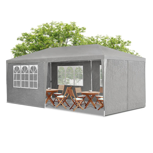 Tenda da giardino per feste 3x6m con pareti laterali in grigio scuro