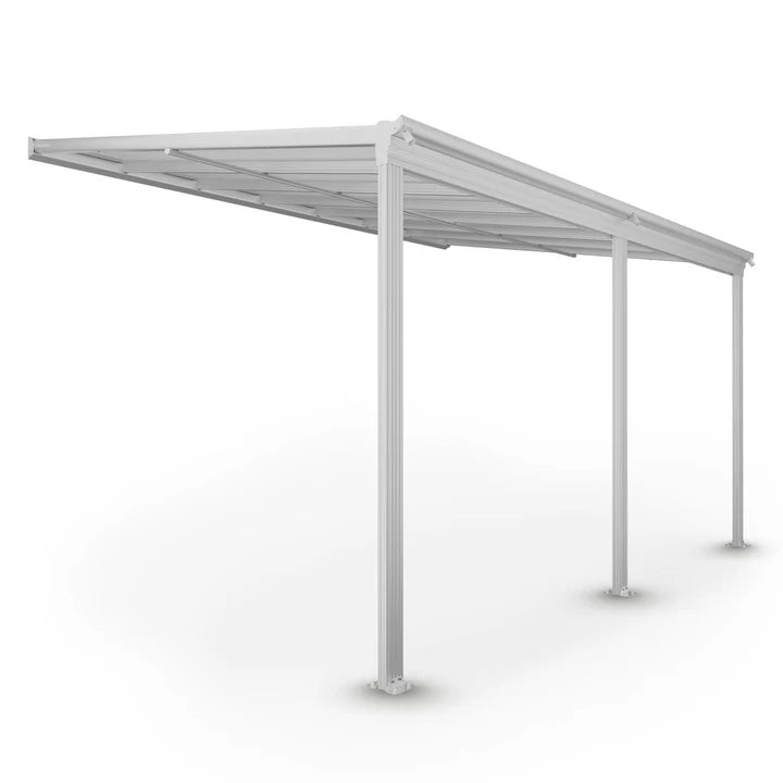 Toit de terrasse en aluminium Borneo 4x3m avec panneaux doubles blanc / transparent