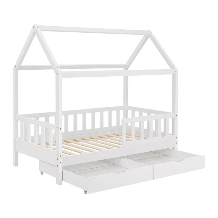 Letto per bambini Marli 80 x 160 cm con contenitore e rete a doghe bianco