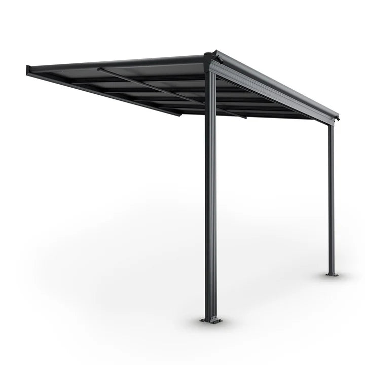 Aluminium Terrassendach Borneo 3x3m mit Doppelsteg-Platten in dunkelgrau