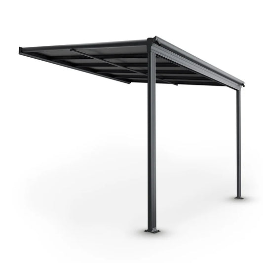 Aluminium Terrassendach Borneo 3x3m mit Doppelsteg-Platten in dunkelgrau