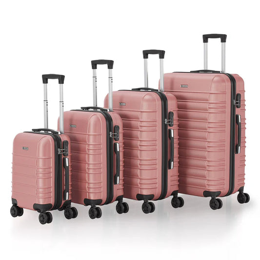 Set valigie rigide Roma - Rosa Set da 4 pezzi con scocca rigida in ABS antiurto e ruote a 360°