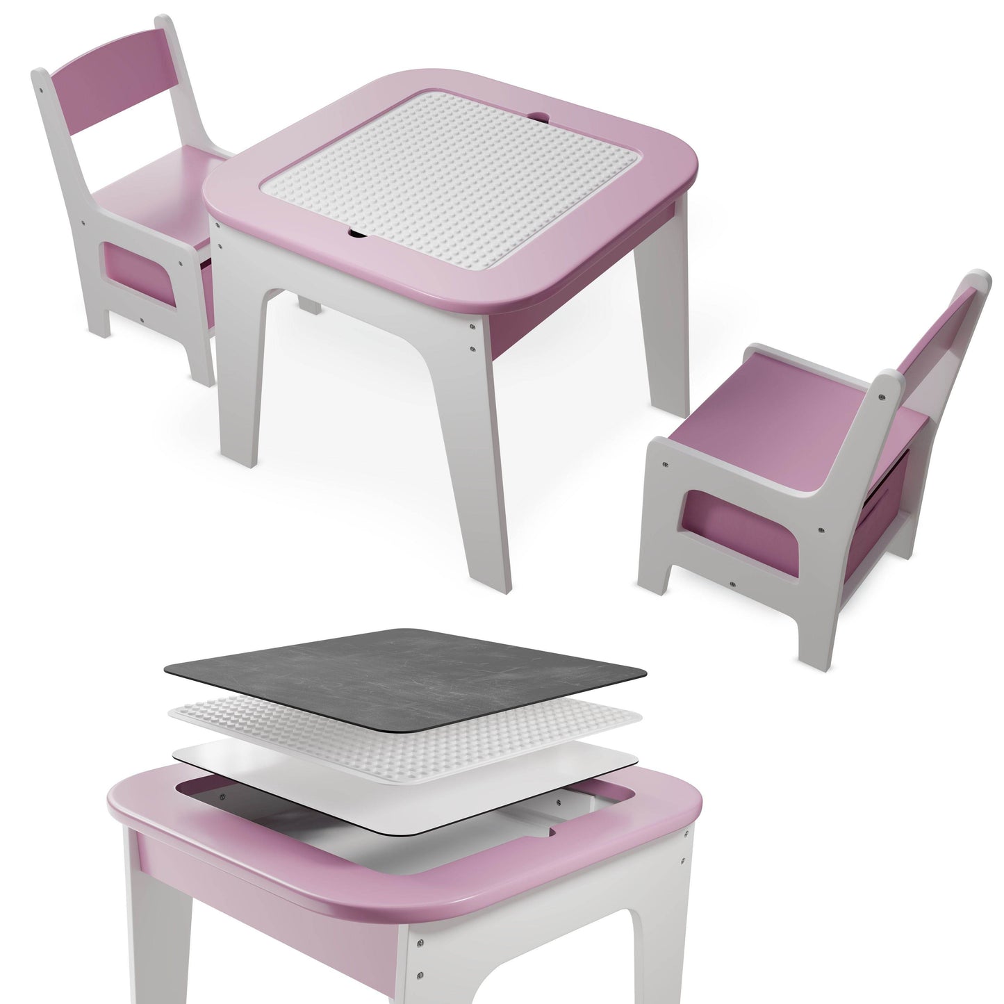Kindersitzgruppe Milou mit 2 Stühlen & 1 Tisch - Rosa - Palo24