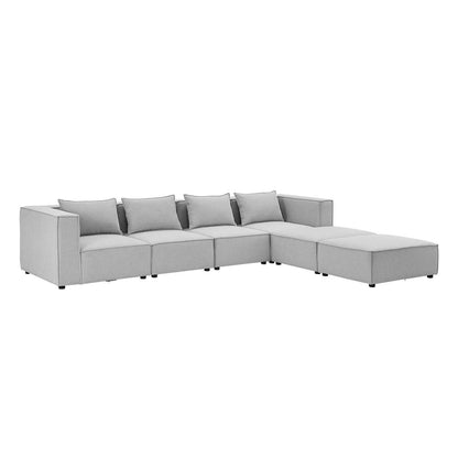 Modulares Sofa Domas XXL - Wohnlandschaft Armlehnen & Kissen - Stoff Hellgrau - Palo24