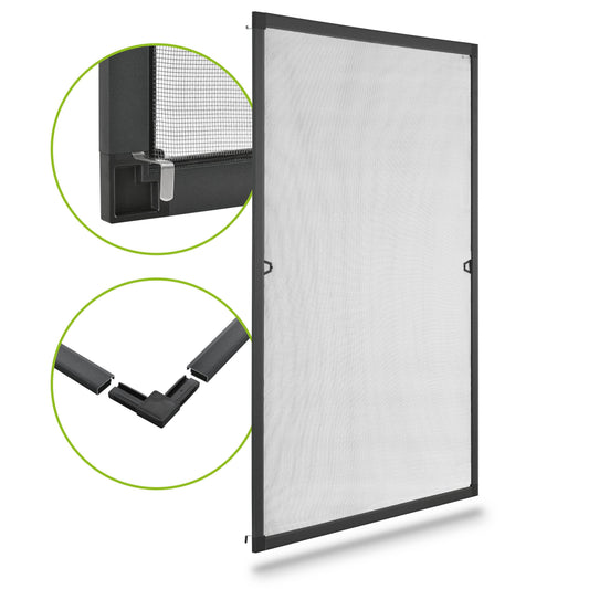 Fliegengitter 130x150 cm für Fenster Grau - Palo24