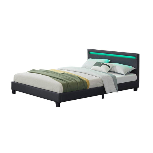LED Polsterbett Paris 140 x 200 cm Lattenrost schwarz - Palo24