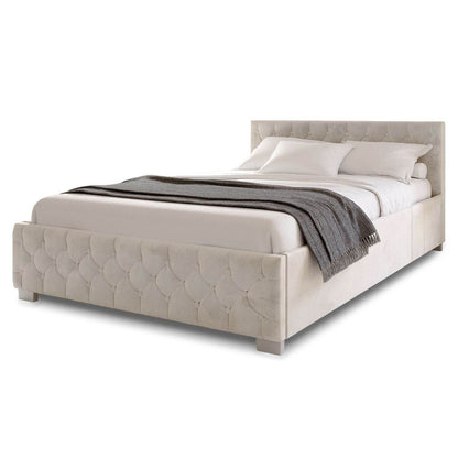 LED Polsterbett Nizza 180x200 cm Bettkasten Beige - Palo24