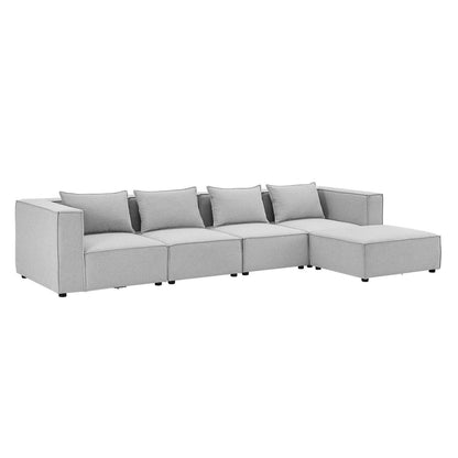 Modulares Sofa Domas XL - 4 Sitzer & Kissen - Stoff Hellgrau - Palo24