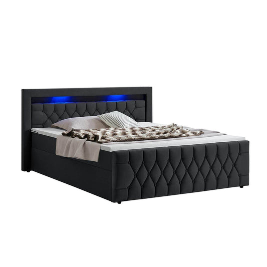 Boxspringbett Leona 180x200 cm - Schwarz - Palo24