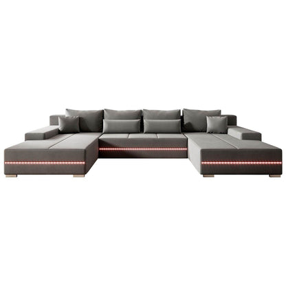 Sofa Malbun mit LEDs & Schlaffunktion Hellgrau - Palo24
