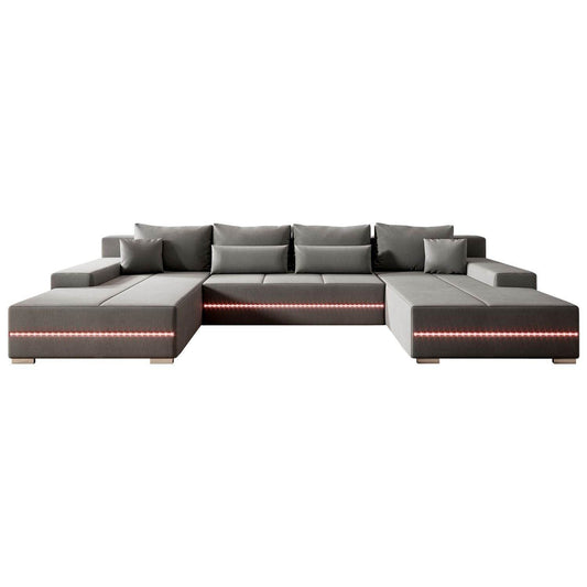 Sofa Malbun mit LEDs & Schlaffunktion Hellgrau - Palo24