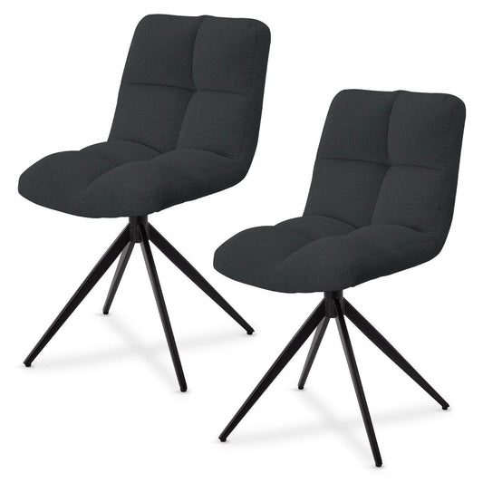 Drehstuhl Dallas Cord 2er Set - Dunkelgrau - Palo24