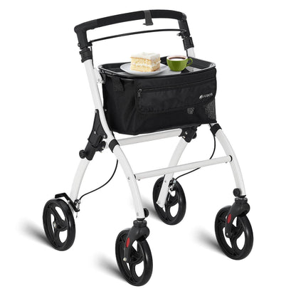 Aluminium Wohnungsrollator Aktiv - Weiss Schwarz - Palo24