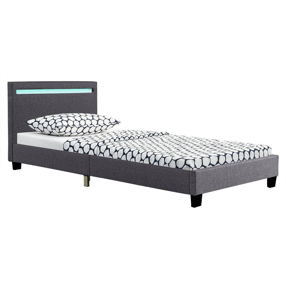 LED Polsterbett Verona 90x200 cm grau - Palo24