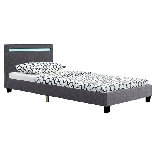 LED Polsterbett Verona 90x200 cm grau - Palo24