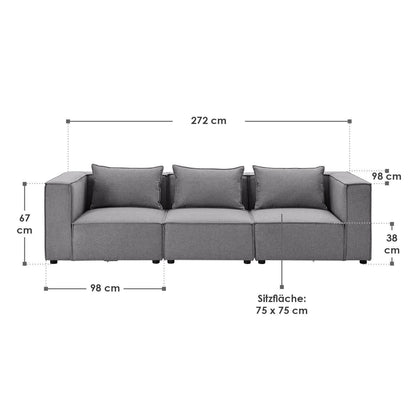 Modulares Sofa Domas M - 3 Sitzer Stoff Dunkelgrau - Palo24