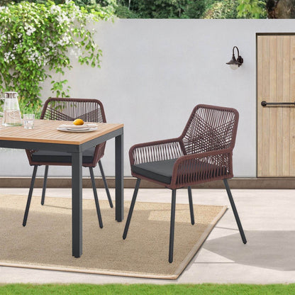 6er Set Gartenstühle Rope Kastos Dunkelbraun - Palo24