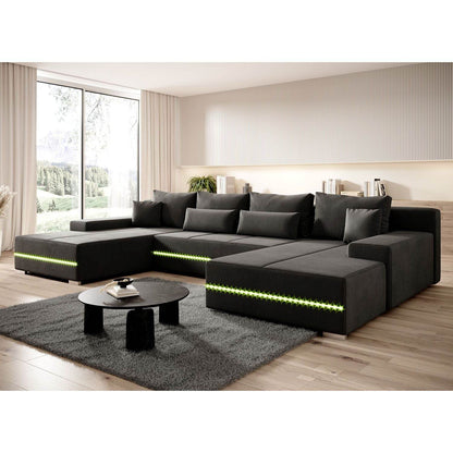 Sofa Malbun mit LEDs & Schlaffunktion Dunkelgrau - Palo24