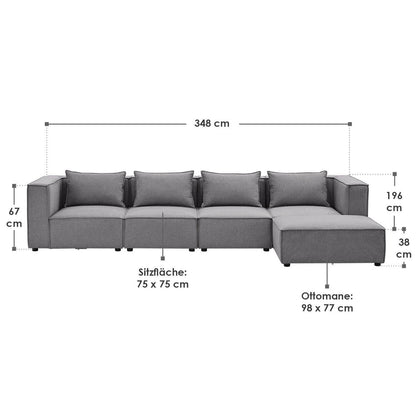 Modulares Sofa Domas XL - 4 Sitzer Dunkelgrau - Palo24