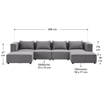 Modulares Sofa Domas XXL - Wohnlandschaft Dunkelgrau - Palo24