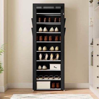 Schuhschrank M aus Stoff 9 Ebenen Schwarz - Palo24