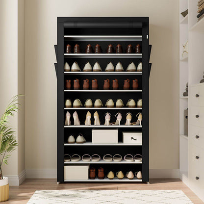 Schuhschrank L aus Stoff 9 Ebenen Schwarz - Palo24