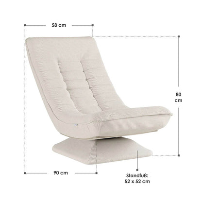 Relaxsessel Korsika mit Cord 360° drehbar Beige - Palo24