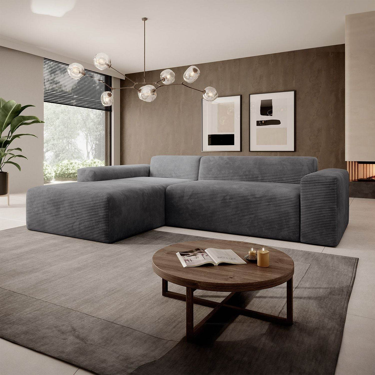 Sofa Vals Links mit PESO-Stoff - Dunkelgrau - Palo24