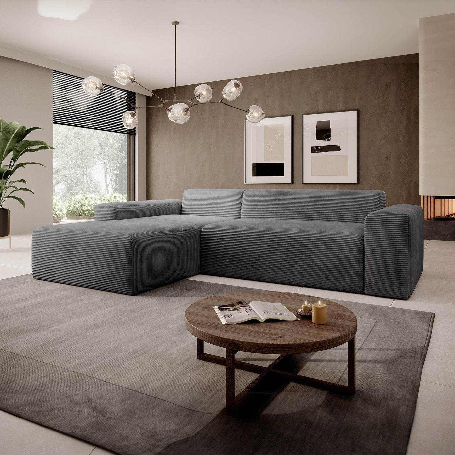 Sofa Vals Links mit PESO-Stoff - Dunkelgrau - Palo24