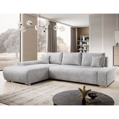 Sofa Iseo in L-Form mit Schlaffunktion Hellgrau - Palo24