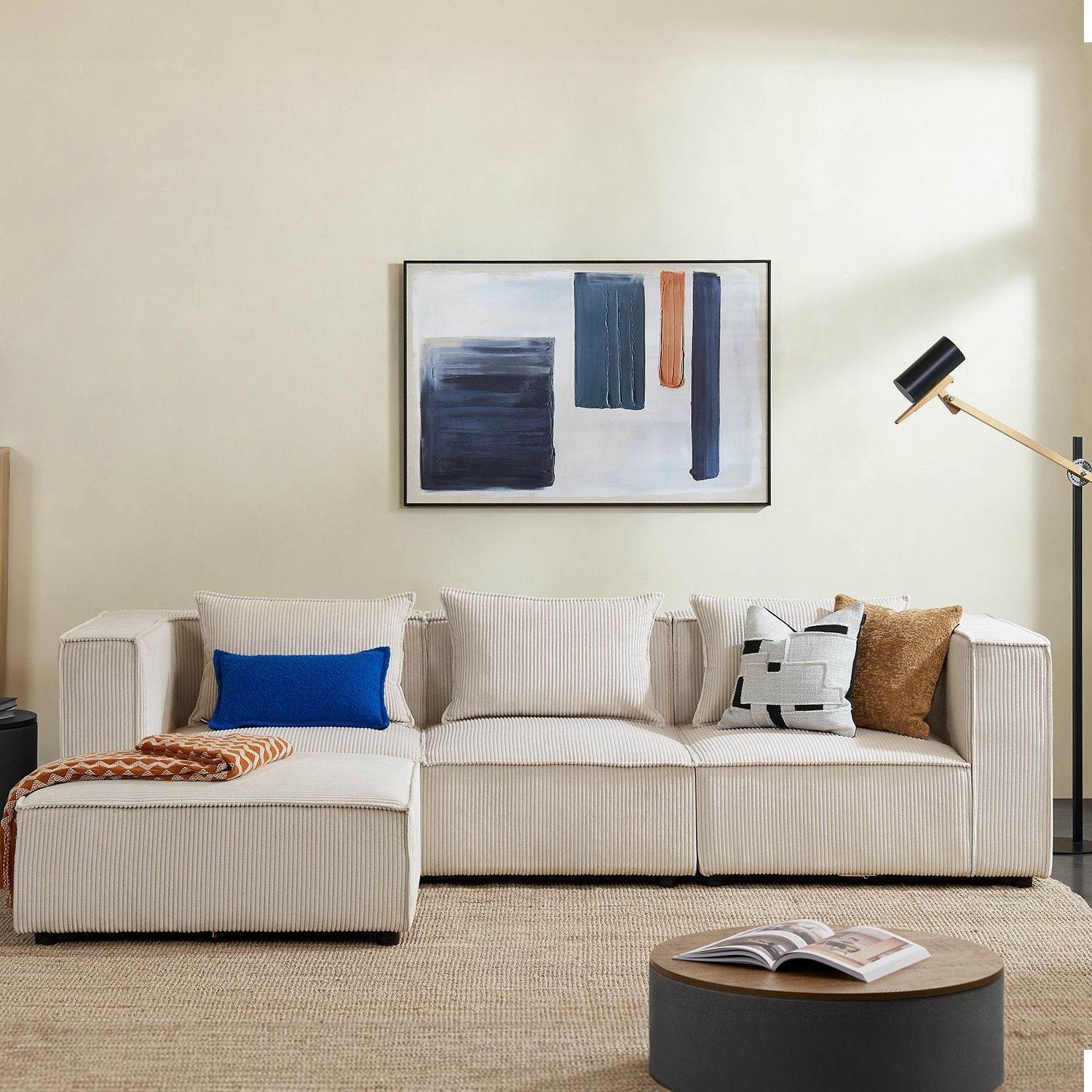 Modulares Sofa Domas L - 3 Sitzer Cord Beige - Palo24