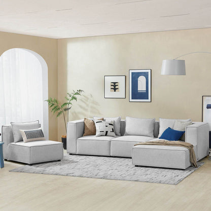 Modulares Sofa Domas XL - 4 Sitzer & Kissen - Stoff Hellgrau - Palo24