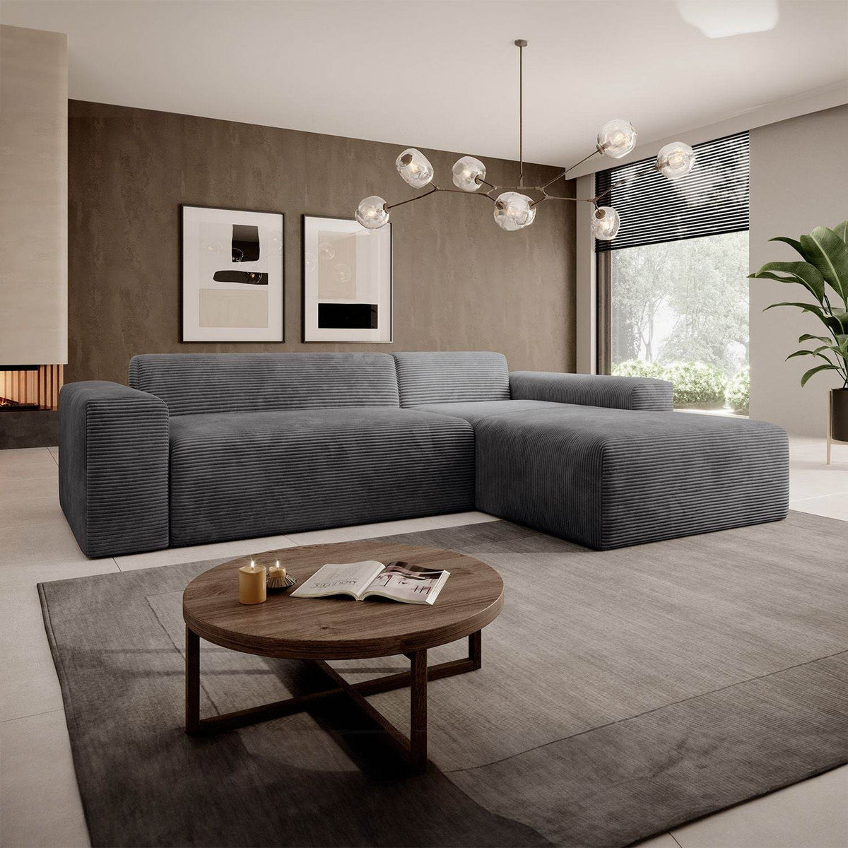 Sofa Vals Rechts mit PESO-Stoff - Dunkelgrau - Palo24
