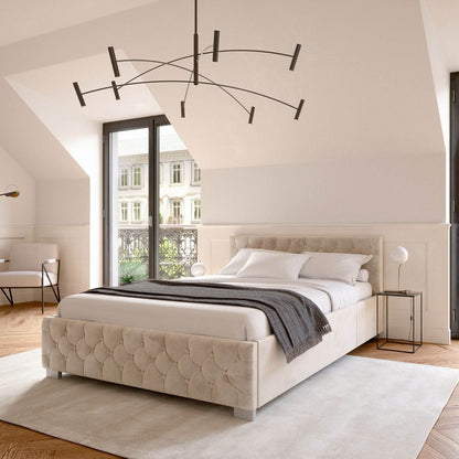 LED Polsterbett Nizza 180x200 cm Bettkasten Beige - Palo24